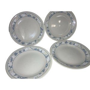 CORELLE "FIRST OF SPRING" 6.75" DESSERT/BREAD PLATES BLUE/WHITE FLOWERS- set of